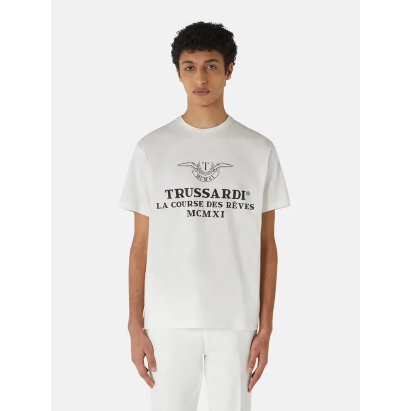 T shirt with lettering print TRUSSARDI JEANS 10 01 8055720127614 F