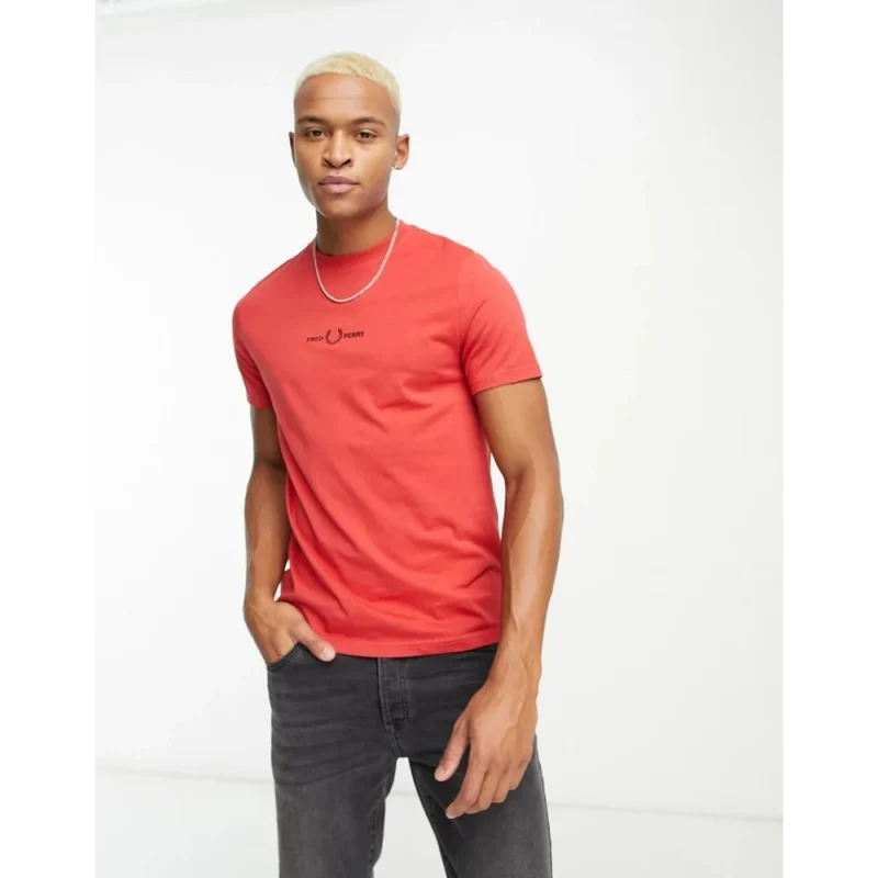 M4580 279 andriko t shirt fred perry me logo washed red 1