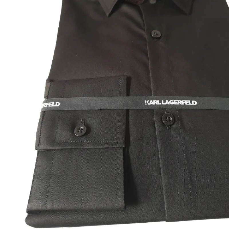 605003 534699 990 ανδρικό πουκάμισο karl lagerfeld slim fit Black (3)
