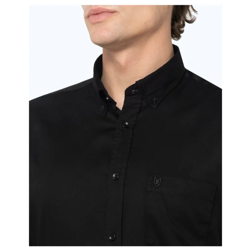 3AAP1680 B031BL ανδρικό πουκάμισο Bostonians μονόχρωμο μαύρο (3)