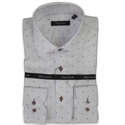 GLDS18726CL 1 ανδρικό πουκάμισο σχεδιαστό βαμβακερό comfort λευκό (1)