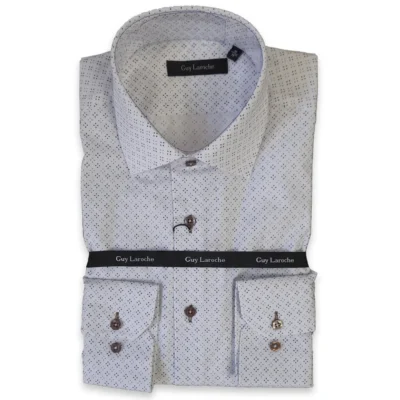 GLDS18726CL 2 ανδρικό πουκάμισο βαμβακερό σχεδιαστό comfort λευκό (1)