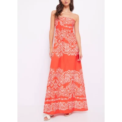 411FD15048 411042 01 γυναικείο φόρεμα gaudi flower pattern red orange mix (2)